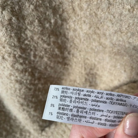 Zara Boucle Fuzzy Knit Sweater Oversized Sand Size Small - Picture 9 of 9